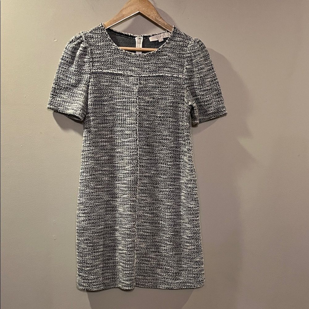 LOFT Black and White Textured Dress